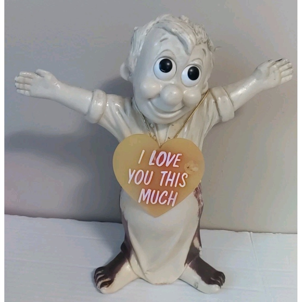 russ berrie Vintage I Love You This Much Heart Necklace Large Deco Figurine